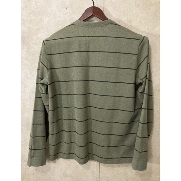 Faded Glory Shirt Men’s L Green Stripe V-Neck Long Sleeve Y2K Retro Vintage - Picture 3 of 8